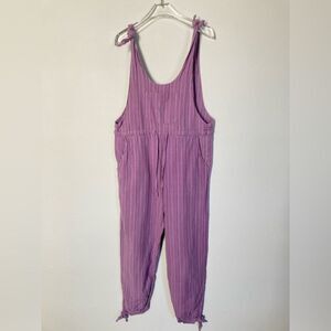 Soul Flower Hippie Purple Striped Overalls Womens S/M 100% Cotton Festival Boho‎